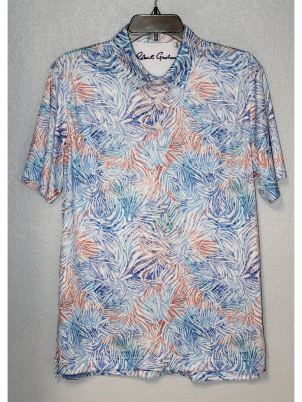 Robert Graham Shirt Men MEDIUM Floral Palm Tie Dye Skull Performance Polo